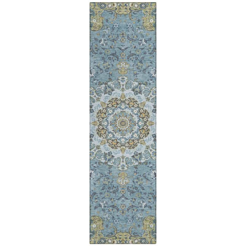 Machine Washable Indoor/ Outdoor Traditional Awaka Chantille Rug