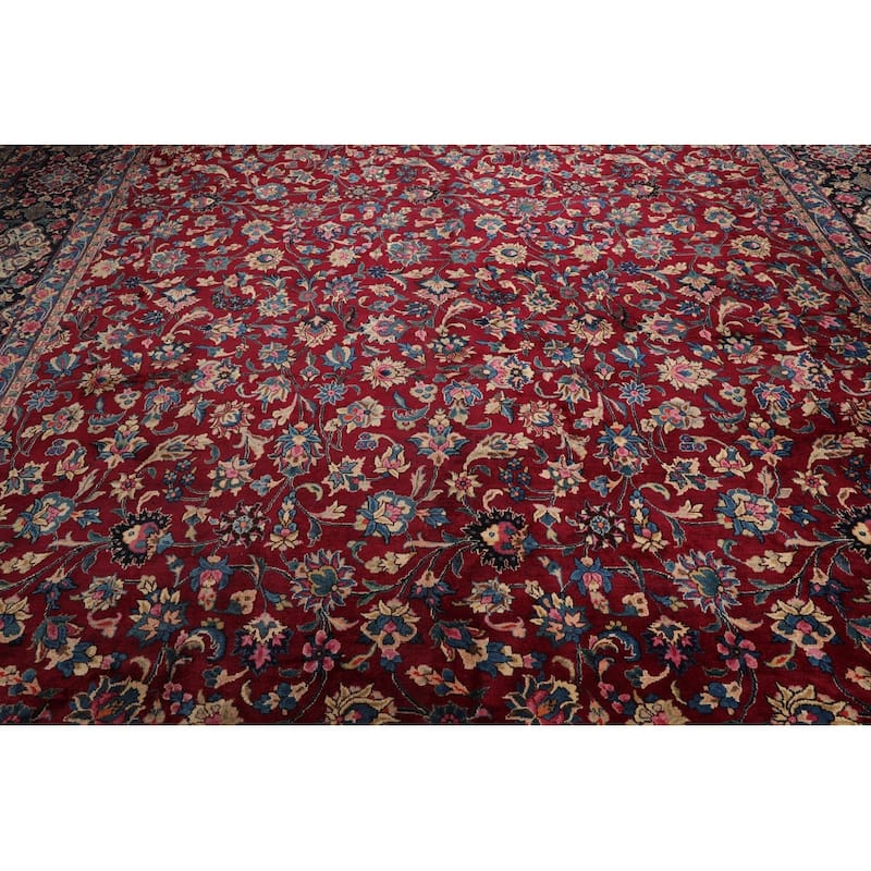 Hand Knotted Burgundy Persian Wool Traditional Oriental Area Rug - 13' x 18' 8''