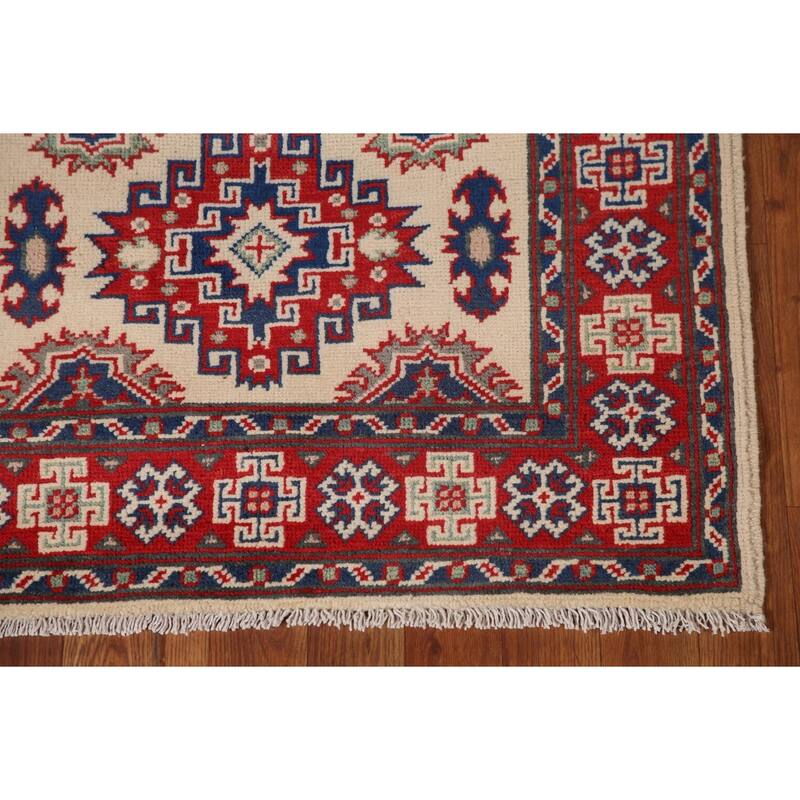 Kazak Accent Rug Hand-Knotted Oriental Wool Carpet - 2'11" x 4'2"