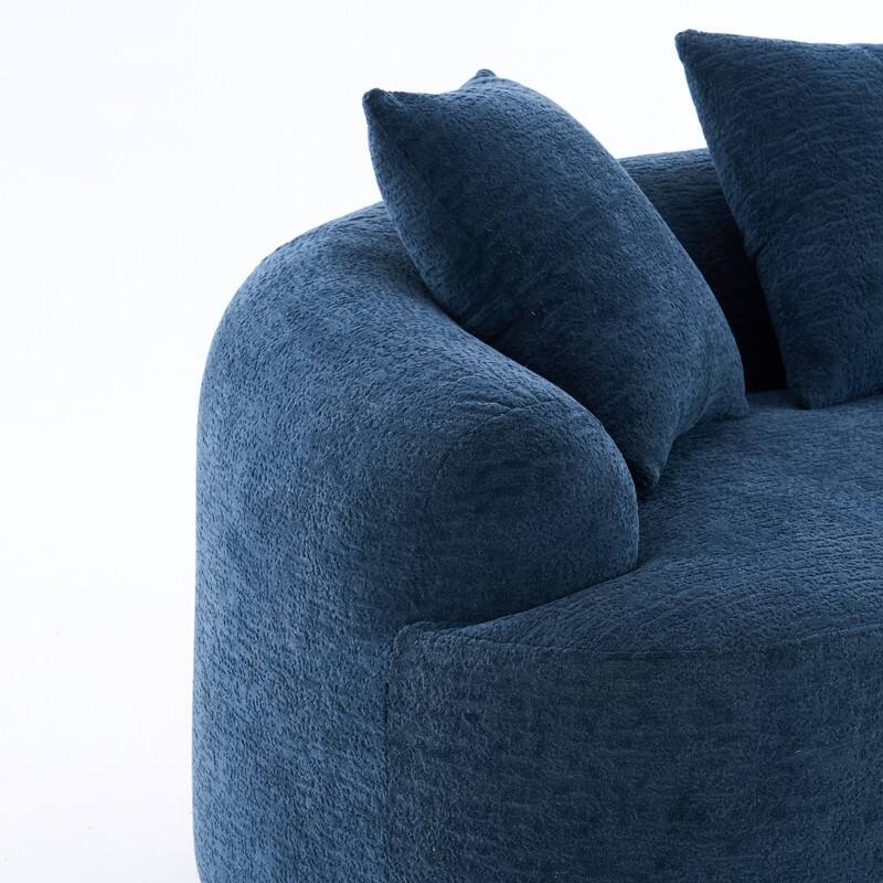 Curved Loveseat Full Compression Sponge Sofa, Chenille Fabric