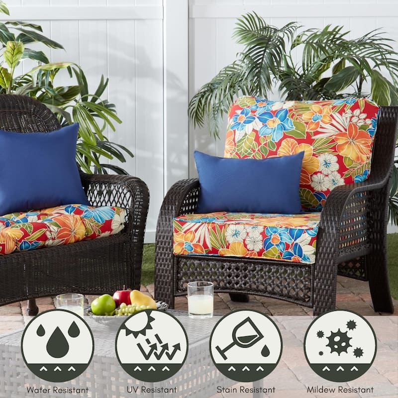 Aloha Red 2-Piece Premium Deep Seat Outdoor Cushion Set (Cushions Only)