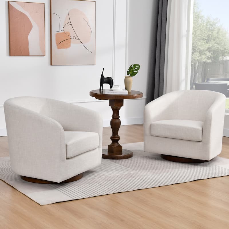 Modern 31" W Swivel Accent Chair Barrel Chair - Set of 2 - Cream