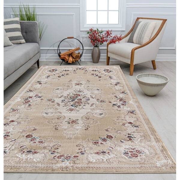 Centurion Floral Medallion/ Border Traditional Area Rug by Rugs America