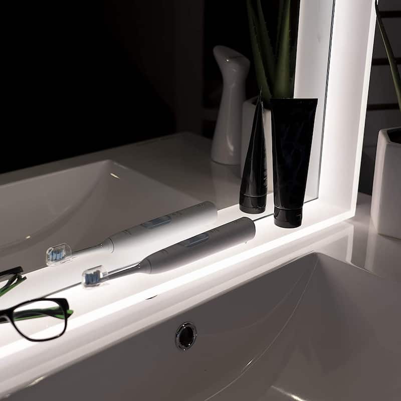 Dyconn Faucet Solar Horizontal/Vertical LED Bathroom Vanity Mirror - White/Silver