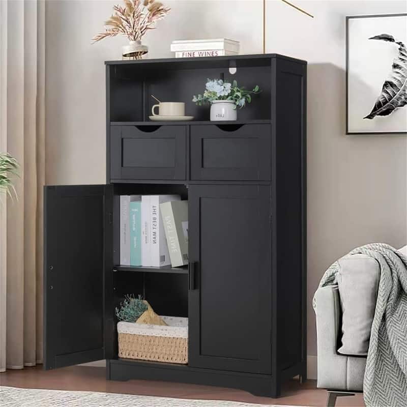 Bathroom Wall Cabinet - 11.8"D x 23.6"W x 42.5"H - Black