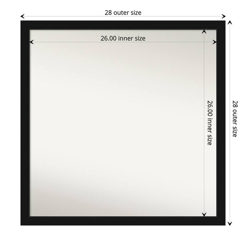 Non-Beveled Wall Mirror - Avon Black Narrow Frame - 28 x 28 in - Avon Black Narrow