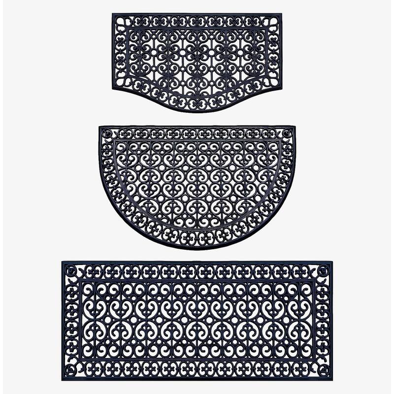 A1HC Rubber Grill Matching Doormat Set, For Front, Patio & Garage Entrance, Heavy Duty for Indoor Outdoor - 3-Piece(Complete Home Set 24x39, 30x48, 24x57)