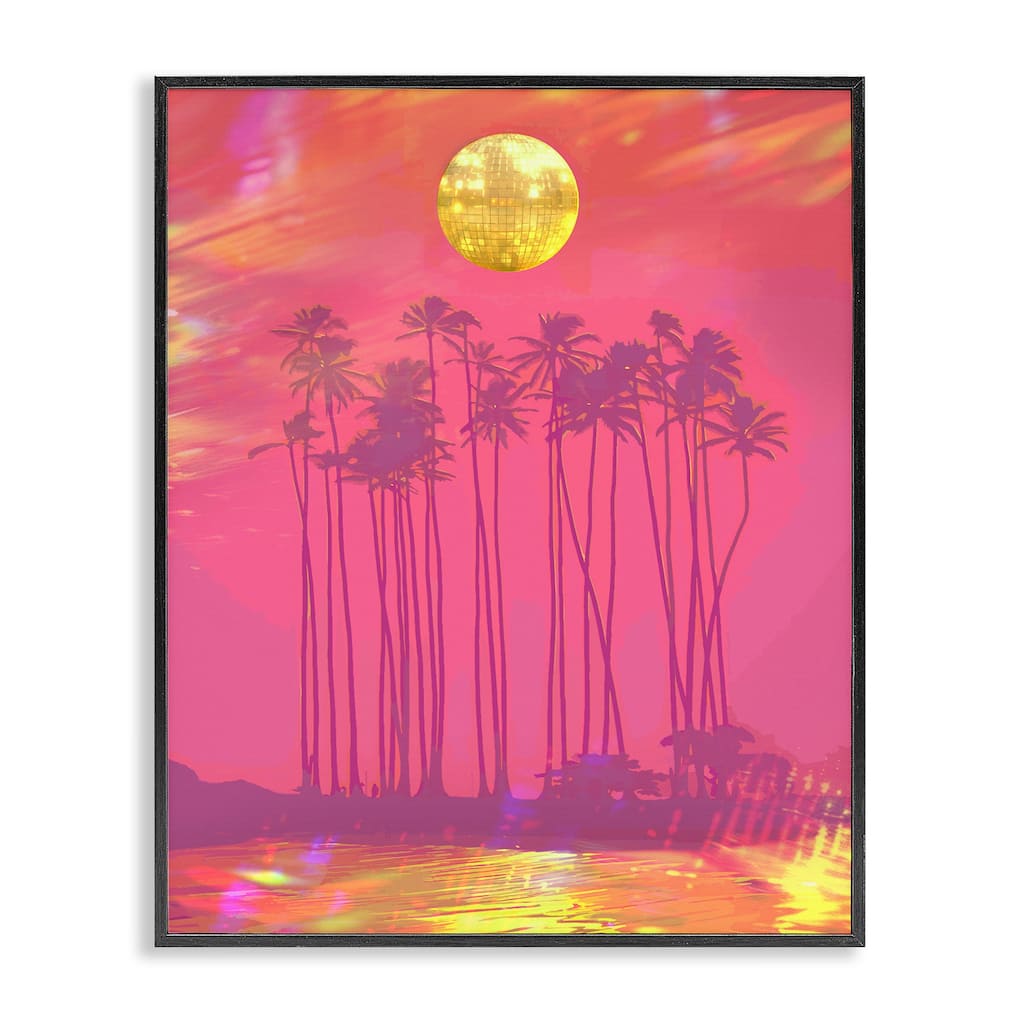 Stupell Disco Over Tropical Palms Framed Giclee Art Design By Lil' Rue