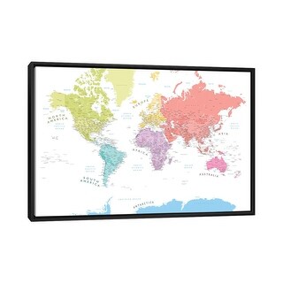 iCanvas "Pastels Detailed World Map With Continents" by blursbyai ...