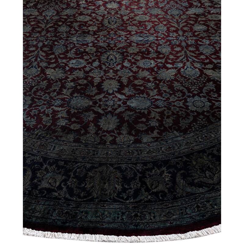 Overdyed One-of-a-Kind Hand-Knotted Round Area Rug - Gray - 8' 1" x 8' 1"