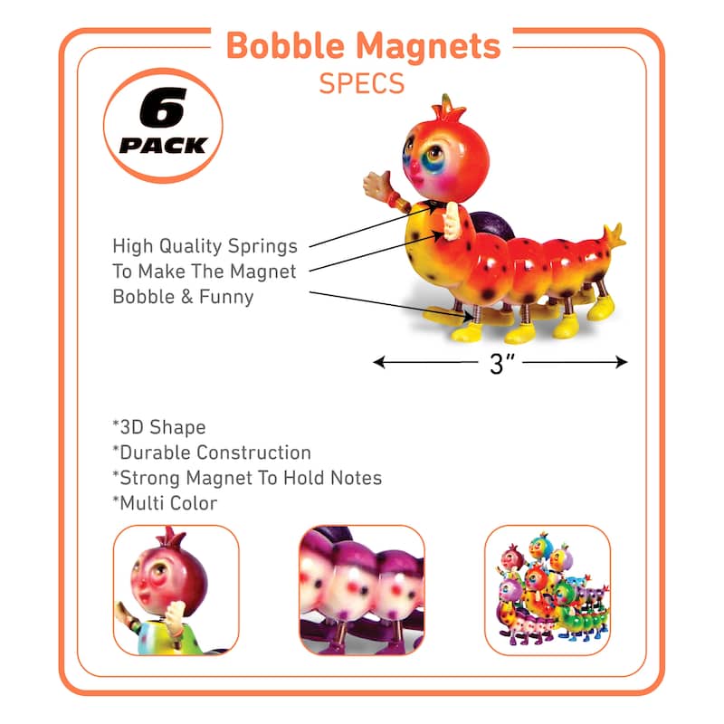 CoTa Global Caterpillar Refrigerator Bobble Magnets Set of 6