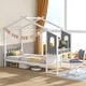 preview thumbnail 3 of 9, Twin/Full Bed Frame with House Roof Canopy and Fence for Kids