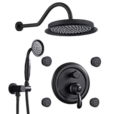 YASINU Antique Shower Faucet-Sets Fixtures, 9 inch Wall Rain Head with Handheld Spray and Body Jets