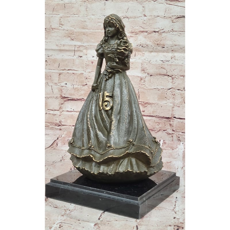 Bronze Quinceañera Girl Statue - Elegant 15Th Birthday Decor
