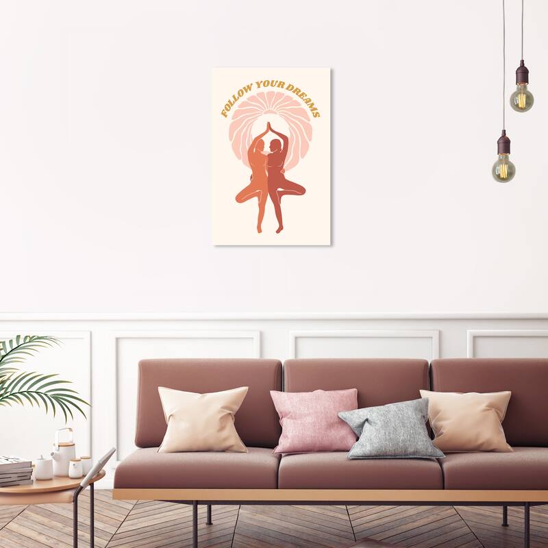 Wynwood Studio Canvas Typography and Quotes Follow your Dreams Poster Pink and Modern & Contemporary Wall Art Canvas Print - 20 x 30