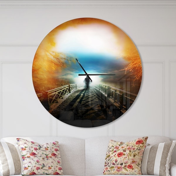 slide 2 of 10, Designart 'Life after Death Large Tunnel' Oversized Landscapes Wall CLock