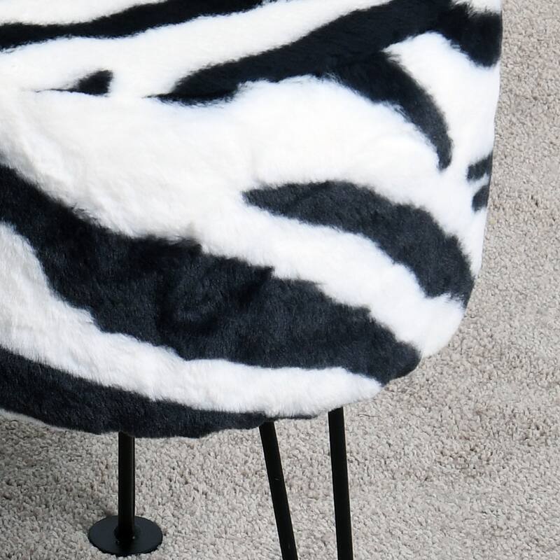 Home Soft Things Animal Pattern Ottoman Bench with Black Metal Legs
