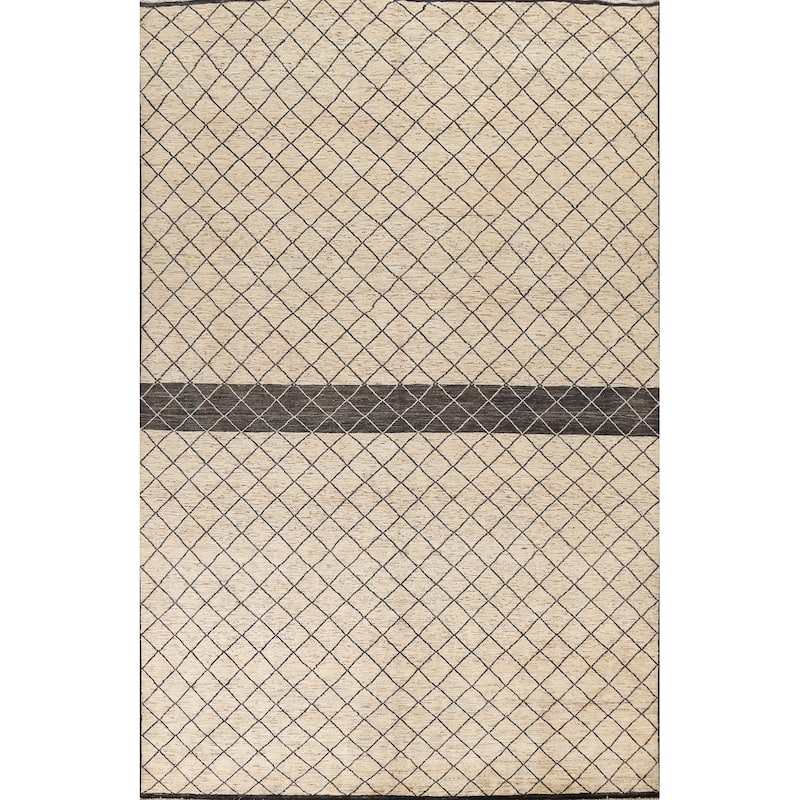 Trellis Moroccan Oriental Wool Area Rug Hand-knotted Home Decor Carpet - 7'11" x 10'5"