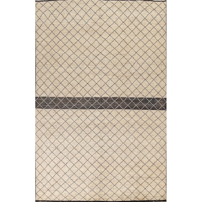 Trellis Moroccan Oriental Wool Area Rug Hand-knotted Home Decor Carpet - 7'11" x 10'5"