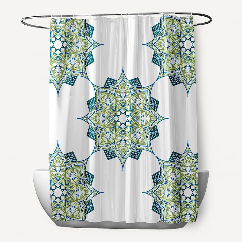 71 x 74-inch Rhapsody Geometric Print Shower Curtain - Green