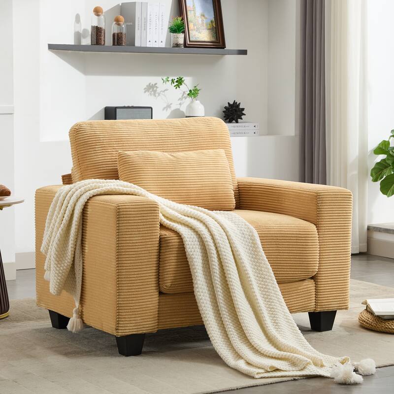 Corduroy Widened Single Sofa Chair, A Extra Lumbar Pillow