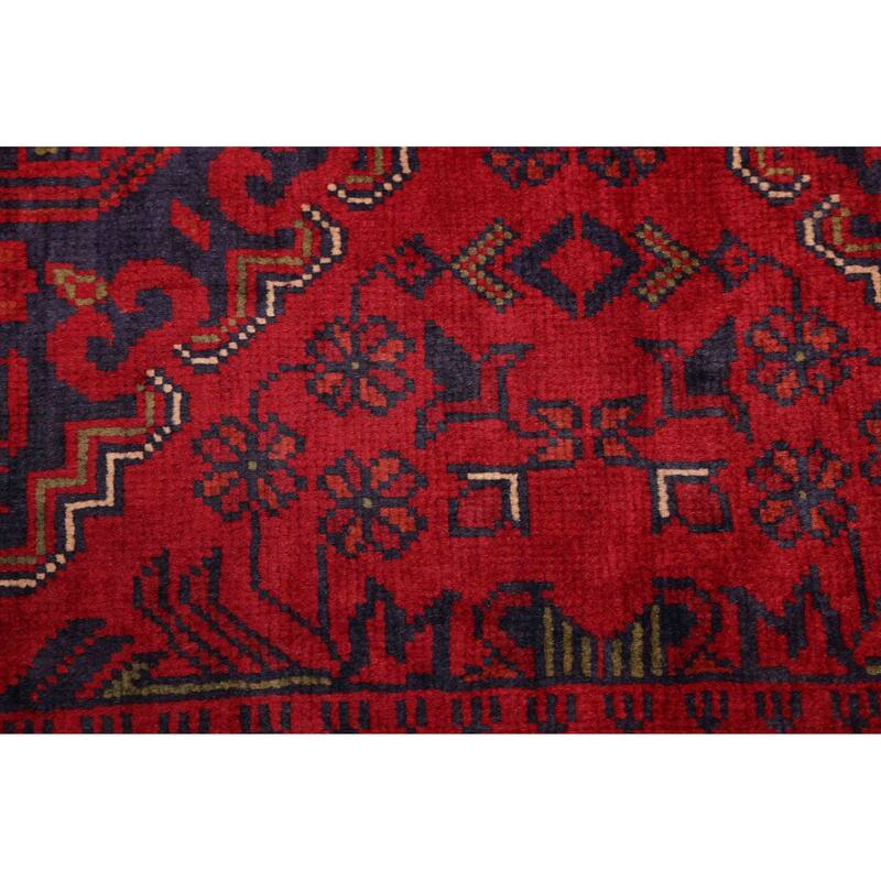 ECARPETGALLERY Hand-knotted Finest Khal Mohammadi Red Wool Rug - 3'1 x 6'11