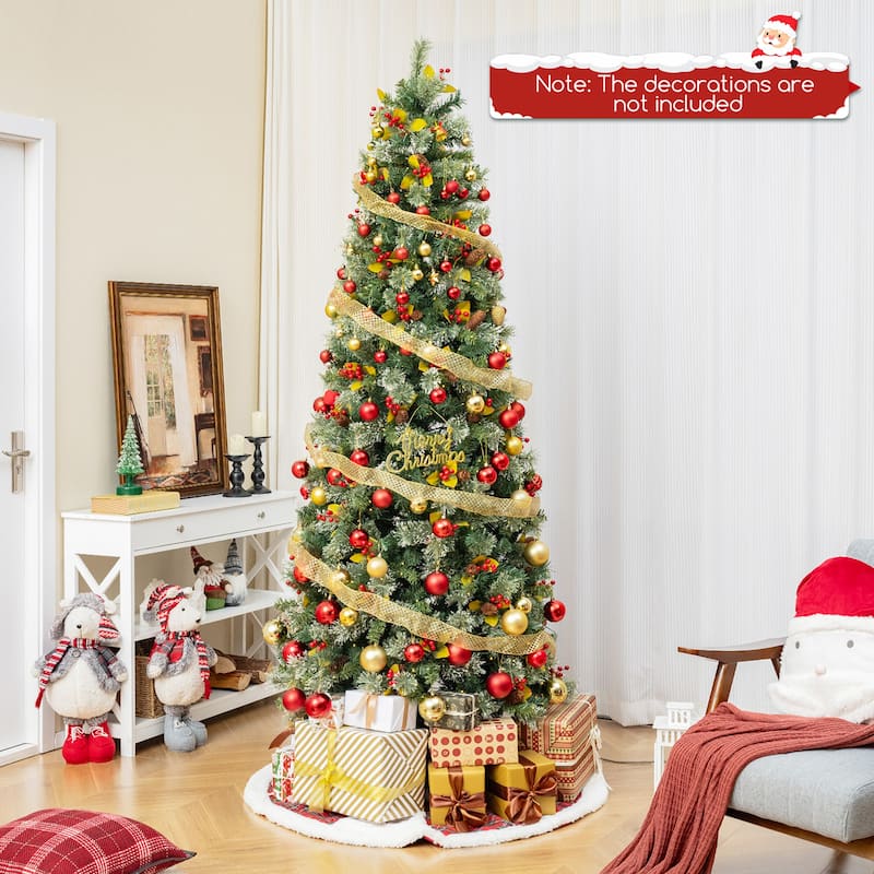 Gymax 5/7.5/9 FT Artificial Xmas Tree w/ 1416 Branch Tips 560 Warm