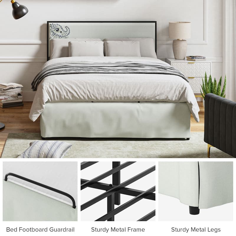 Oliver Modern Washable Slipcover Bed Upholstered Metal by HULALA HOME