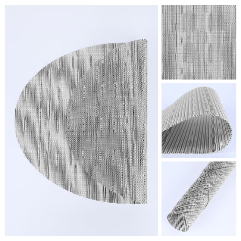 Placemats Set of 6 PVC Oval Placemats for Kitchen Dining Table Decor - 18*12.5Inch - Silver Gray