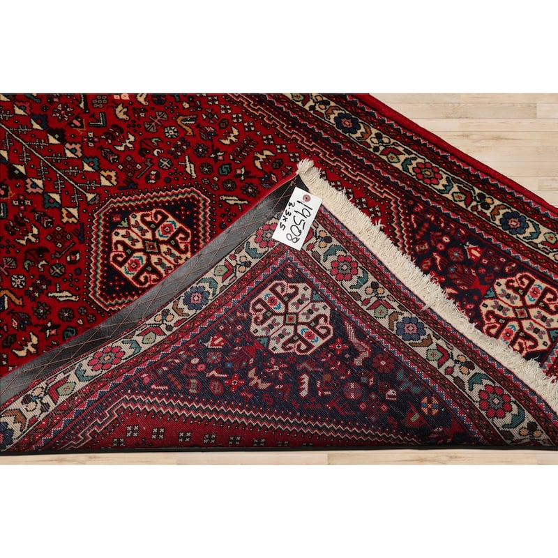 3'3''x5 Hand Knotted Wool Red Abadeh Traditional Rug - 3' 3'' x 5'