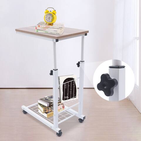 C Shaped Mobile Side Table Height Adjustable End Table