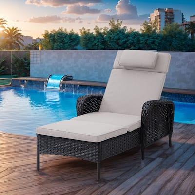 Patio Chaise Lounge with Cushion