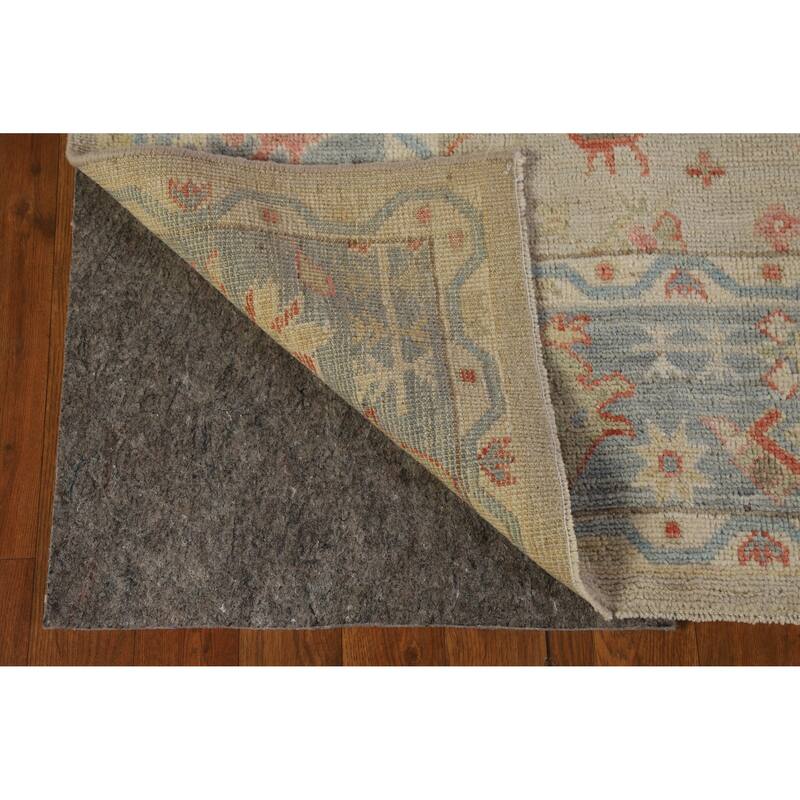Hand Knotted Oriental 100% Wool Carpet Transitional All-Over Beige & Ivories Oushak Area Rug - 8' 11'' X 6' 0''