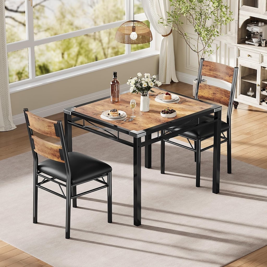 3-Piece Modern Space-Saving Dining Table Set for Small Space, Dining Room, Apartment