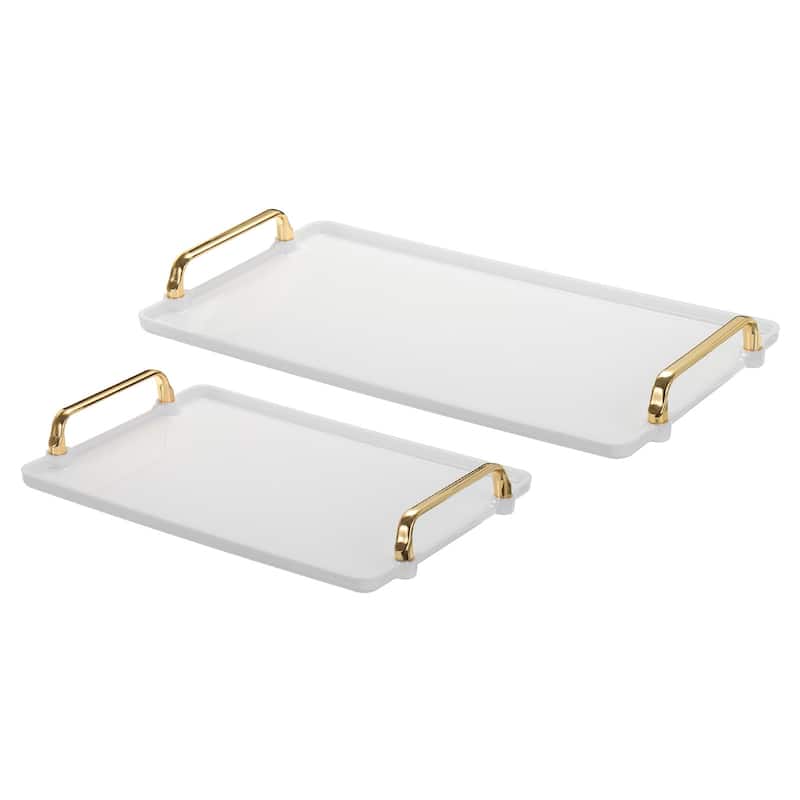 2Pcs Serving Tray 16.1"x8.7" / 12.2"x7.9" Rectangular Decorative Tray