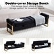 preview thumbnail 69 of 79, 66" Storage Bench King Size End of Bed with Double Lids and Gold Legs