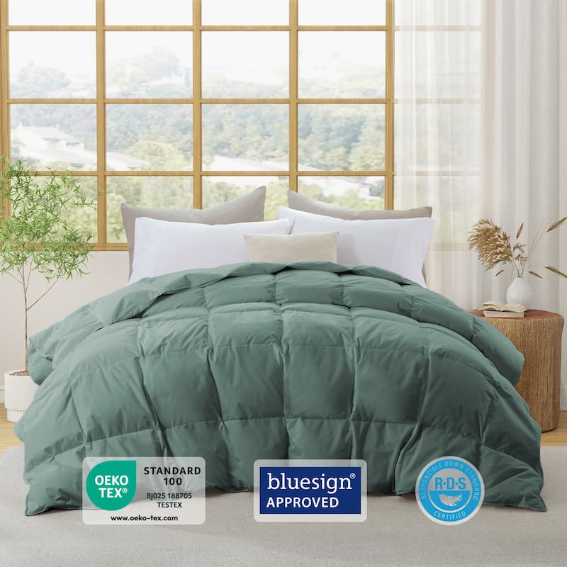 All Season 300TC Organic Cotton Down Comforter - 100% Natural, Chemical-Free, Medium Warmth Duvet Insert