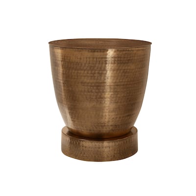 Accent Table, Drum, Side, End, Nightstand, Lamp, Living Room, Bedroom, Copper Metal, Contemporary, Modern