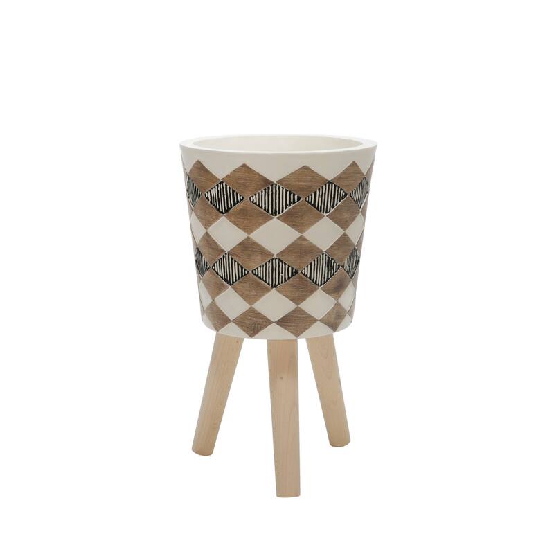 Sagebrook Home Elegant Magnesia and Beech Wood Planters - Perfect Home & Garden Accent