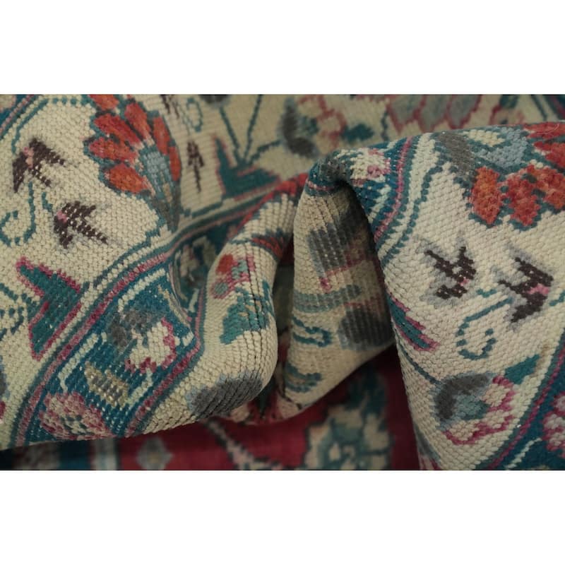 Hand Knotted Oriental 100% Wool Carpet Traditional Floral Pink Tabriz Area Rug - 6' 3'' X 4' 7''
