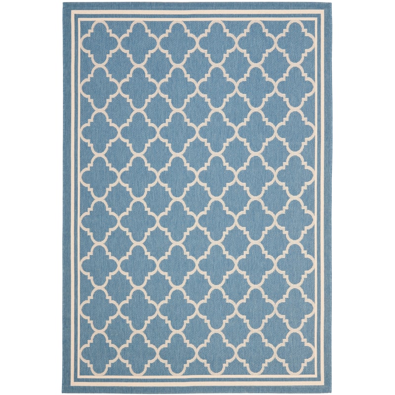 SAFAVIEH Courtyard Kristelle Indoor/ Outdoor Waterproof Patio Backyard Rug - 5'3" x 7'7" - Blue/Beige