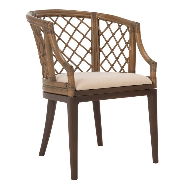 SAFAVIEH Carlotta Rattan Lattice Arm Chair - 22.3" W x 23" L x 31.3" H