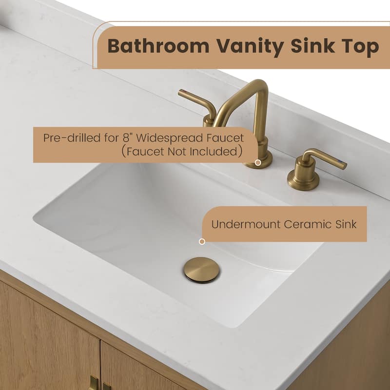 60" Freestanding Double-Sink Bathroom Vanity with Engineered Stone Top, Built-In Power Outlet, and Hair Dryer Storage