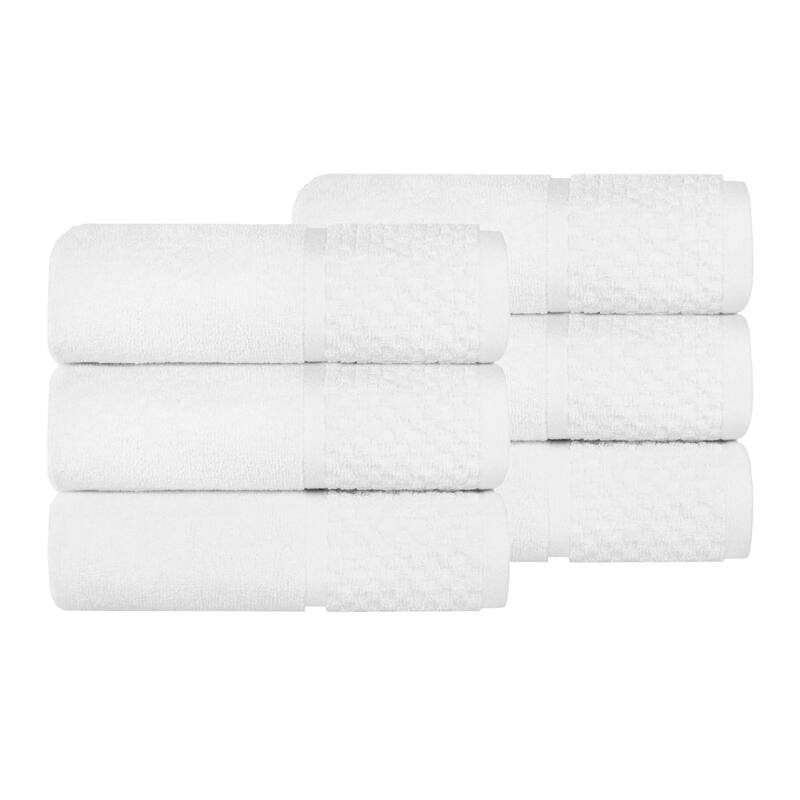 Superior Lodie Cotton Jacquard Solid and Two-Toned Hand Towel Set of 6