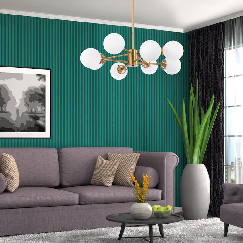 GetLedel 8-Light Dimmable Sputnik Chandelier with Glass Globe Shades