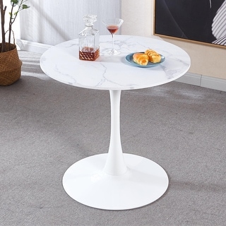 Marble Color MDF Tulip Round Dining Table - Bed Bath & Beyond - 36005252