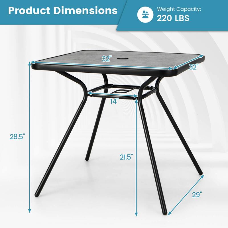 Costway Outdoor Dining Table 32'' x 32'' Patio Bistro Table with - See Details