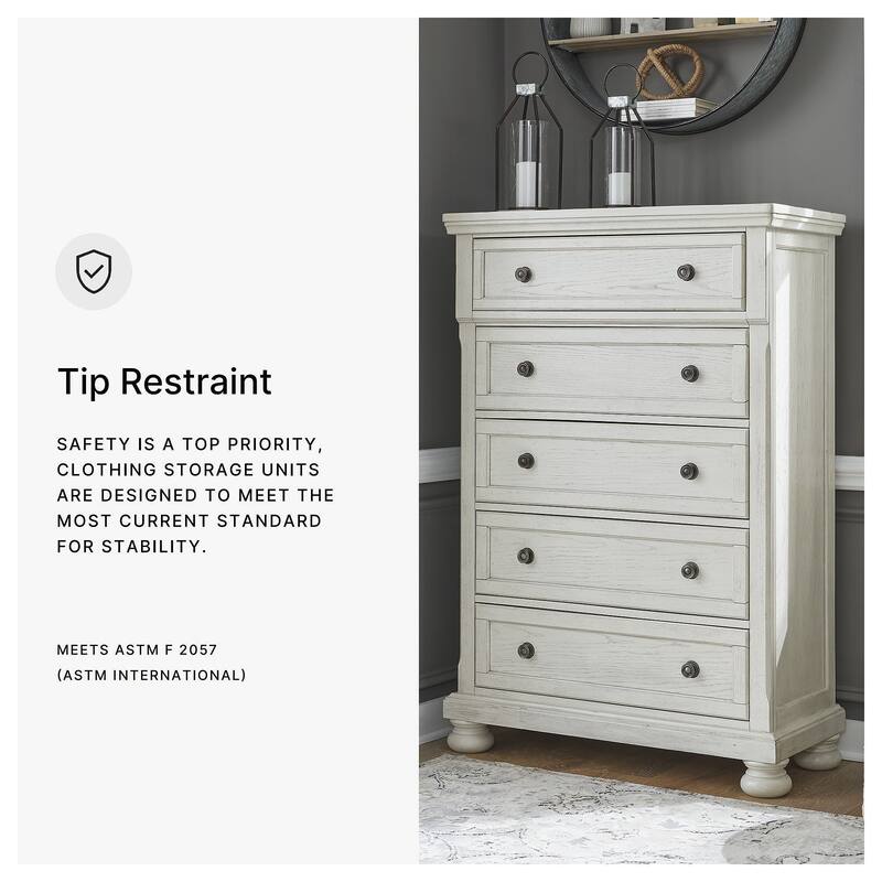Signature Design by Ashley Robbinsdale Antique White Five Drawer Chest