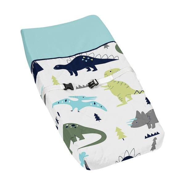 slide 2 of 6, Sweet Jojo Designs Blue/Green Mod Dinosaur Collection Changing Pad Cover