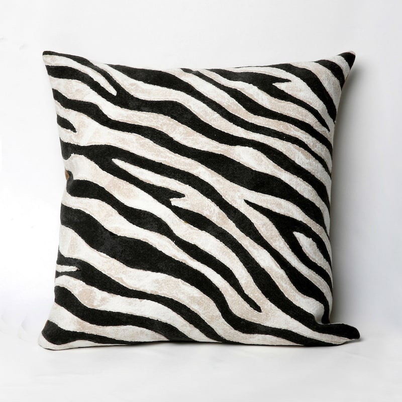 Liora Manne Visions I Zebra Indoor/Outdoor Pillow Black 20" Square